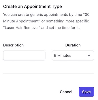 Appointment Types Screenshot